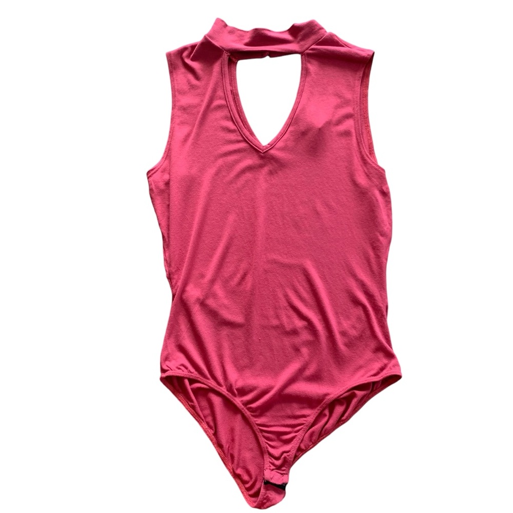 Enough about me… Brand Red Sleeveless Rayon Bodysuit
